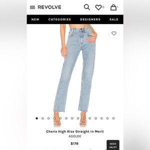 Agolde Cherie High Rise Straight in Merit color - size 30